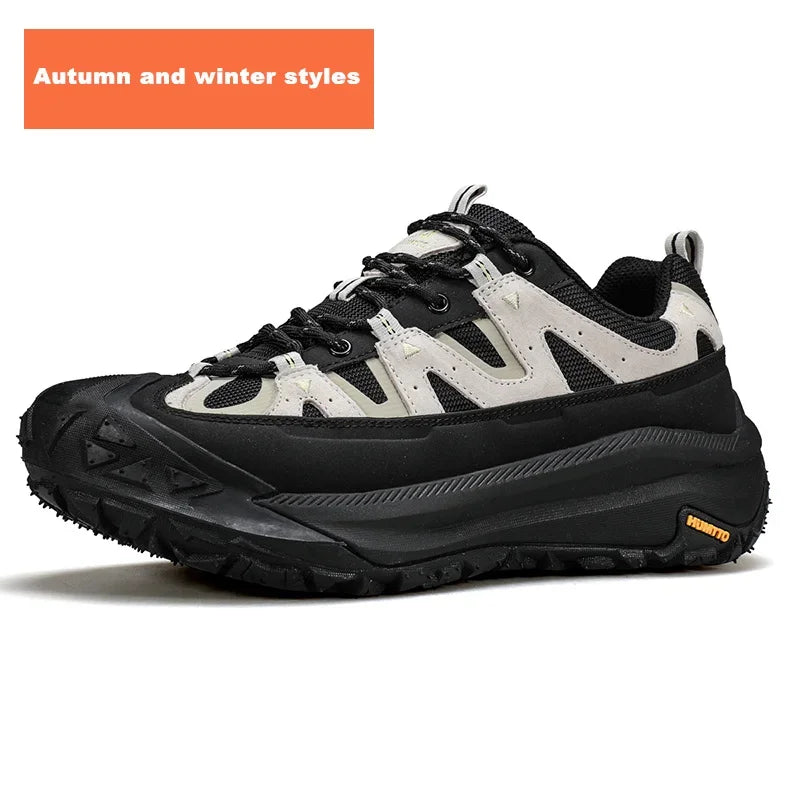 HUMTTO Men's Outdoor Sports Shoes Non-slip Trekking Shoes for Men Breathable Hiking Boots Leather Safety Walking Sneakers Man