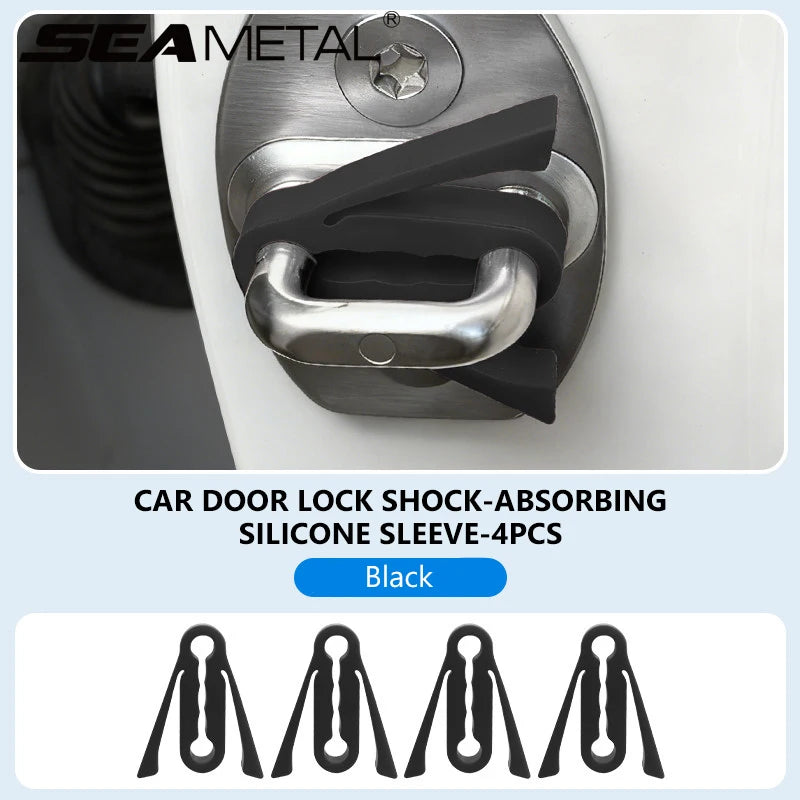 SEAMETAL 4pcs Car Door Lock Shock Pad Silicone Auto Door Lock Protection Cover Force Release Arm Design for Car Truck Door Latch