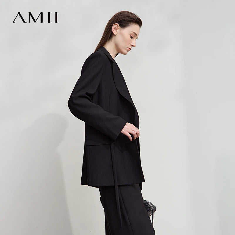 អាវធំការិយាល័យ AMII អាវធំរឹងសម្រាប់នារី រដូវស្លឹកឈើជ្រុះឆ្នាំ ២០២៥ អាវធំដៃវែងថ្មី រលុង មានស្នាមរន្ធ អាវធំអាជីវកម្ម ខ្សែក្រវ៉ាត់ សម្លៀកបំពាក់នារី 12543025