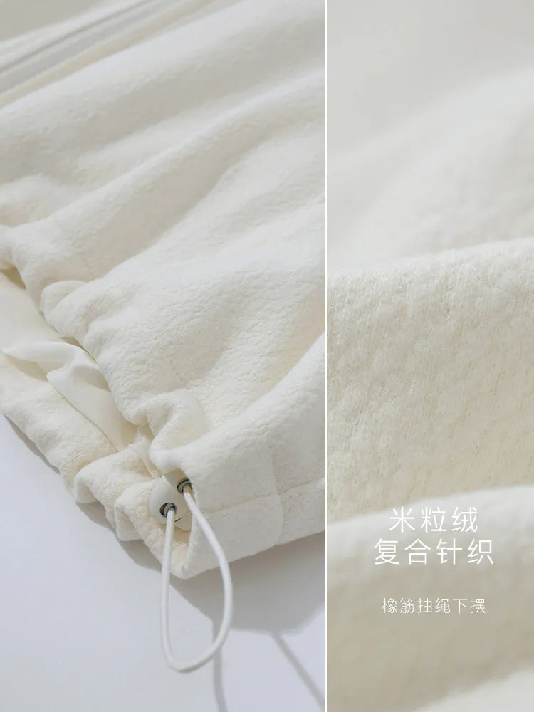 Amii Hooded Oversized Jacket Balloon Hem Rice Velvet Slimming Casual Commuter Minimalist Autumn Women's Hoodies 12643117