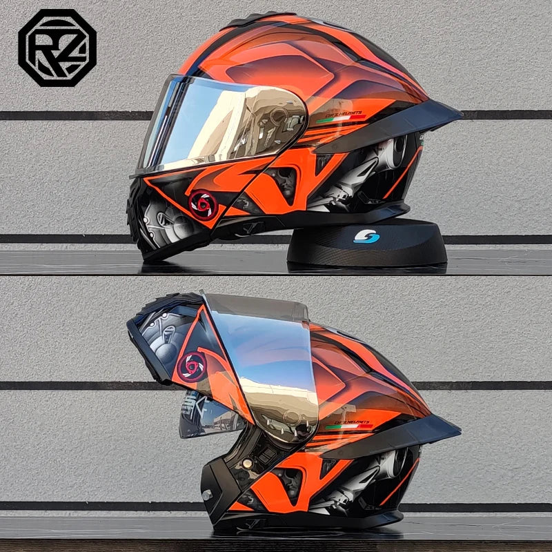 ORZ Motorcycle Helmet Dual Visor Modular Flip up Full Face Helmet for Adult Men and Women DOT Approved