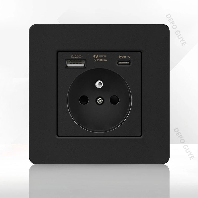 86 Type Retro Switch 1-4 Gang 2 Way Wall Light Brass Lever Toggle Switch Black Matte Stainless Steel Panel EU FR Power Outlet