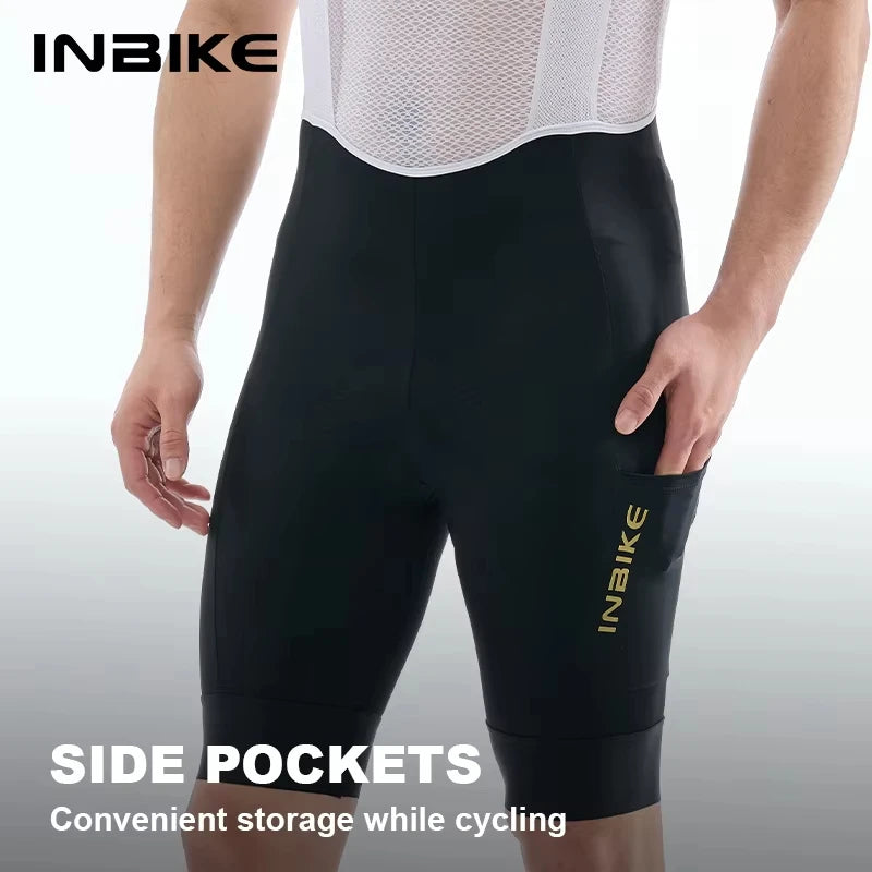 INBIKE Spring Men's Cycling Set Long Sleeve Road Bike Jersey Breathable Bib Shorts Quick-Dry Road Bike Clothing Man with Pockets