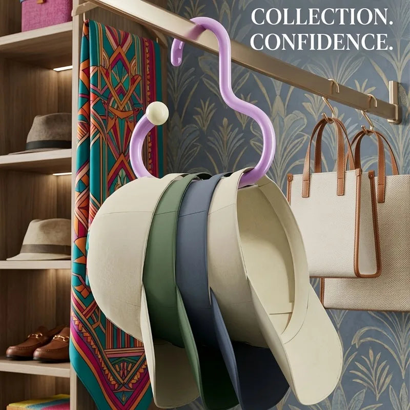 3pcs Wall-Mounted Hat Hooks Suitable for Hats, Ties, Belts & Scarves - Punch-Free Non-Slip Adhesive,Wall Hooks. Storage hook