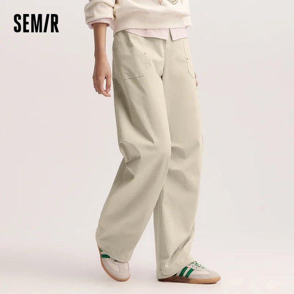 ខោ Semir Cargo សម្រាប់នារី រដូវផ្ការីក ចង្កេះយឺត ស្ទីលក្រៅផ្ទះ ទាន់សម័យ ជើងធំទូលាយ ខោម៉ូដទាន់សម័យ ខោបែបសាមញ្ញ ងាយស្រួលប្រើ