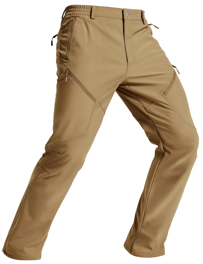 TACVASEN Men's Winter Hiking Pants Fleece Lined Waterproof Softshell Snow Ski Insulated Work Cargo Pants with 6 Zip Pockets