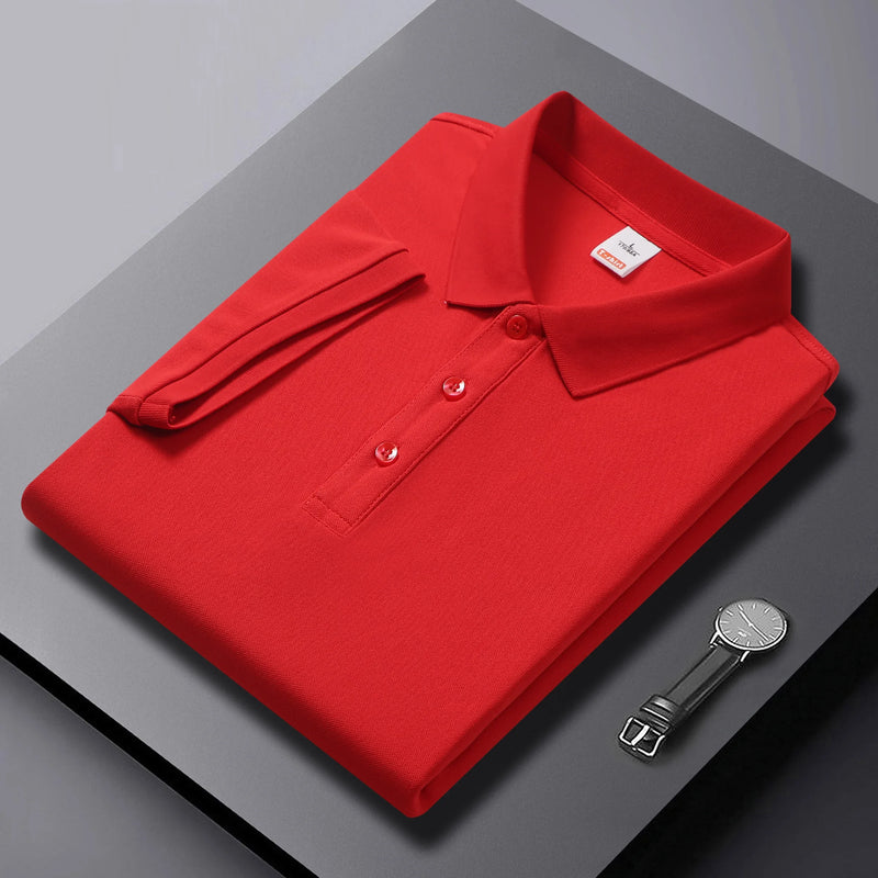 Outdoor Leisure Polo Top For Men Short Sleeve Lapel Neck Three Button Placket Comfortable Solid Texture Fabric