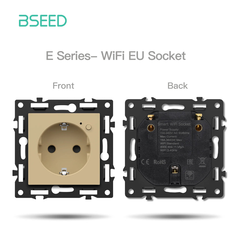 BSEED 1/2/3/4Gang WIFI Button Switch Part Smart Curtain Switch DIY Part Smart Wifi Socket Parts Glass Frame Free Combination