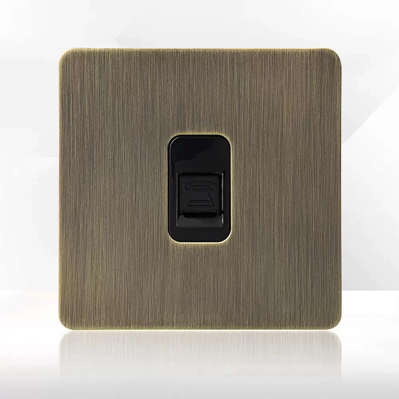 Retro Metal Brushed Antique Stainless Steel Push Button Switch Panel UK 13A Socket with USB Phone Charging for Home Improvement