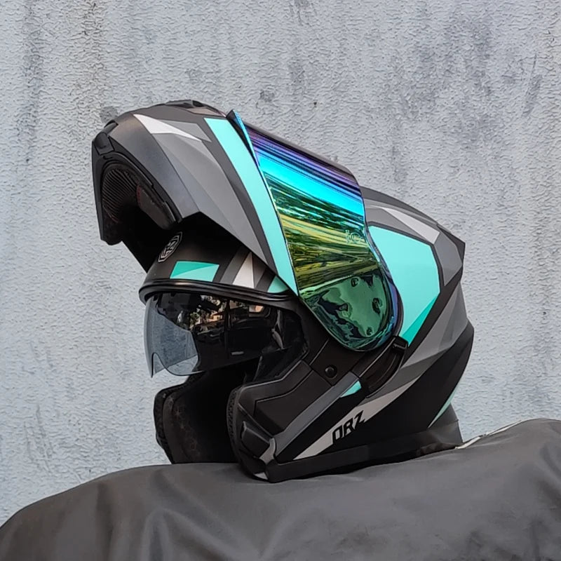ORZ-162 motorcycle helmet, modular flipped full face helmet, long-distance off-road helmet with built-in sunshade