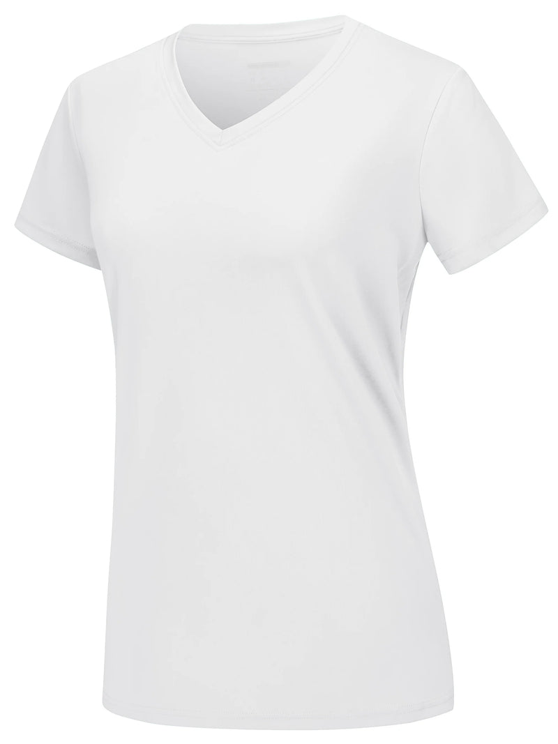 TACVASEN UPF 50+ Summer Sun Protection V-Neck T-shirts Womens Short Sleeve T-shirts Breathable Lightweight Quick Dry Shirts Tops