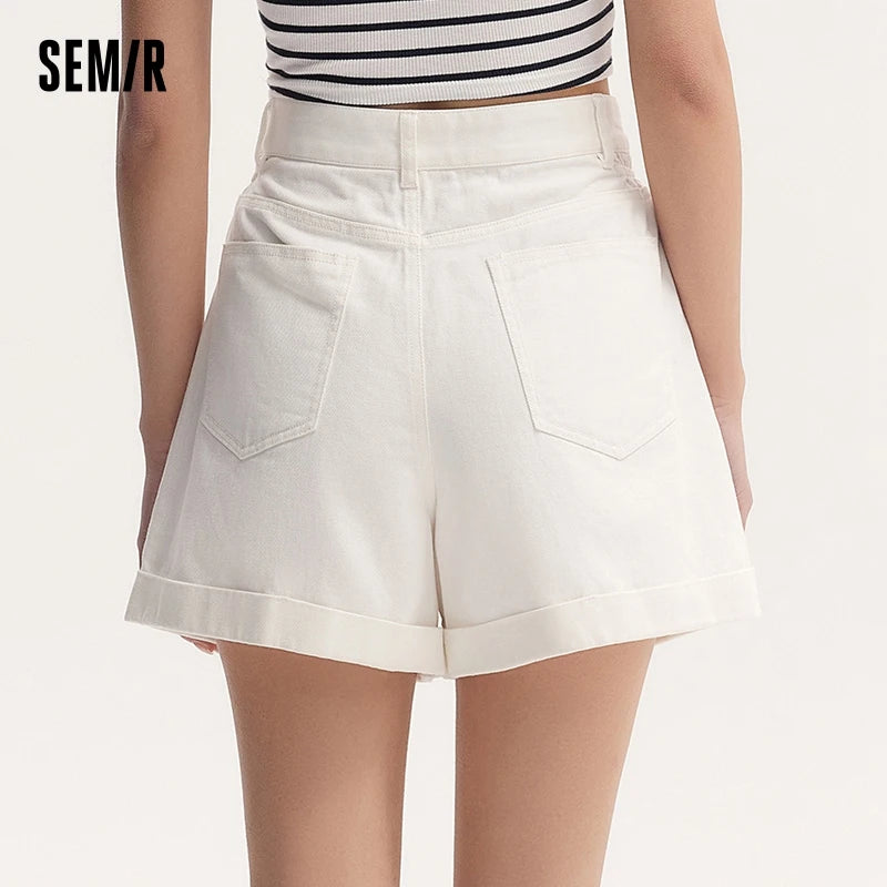 Semir Casual Pants Women Simple And Clever Design 2024 Summer New Fashionable Folded Hem Shorts For Petite Figures