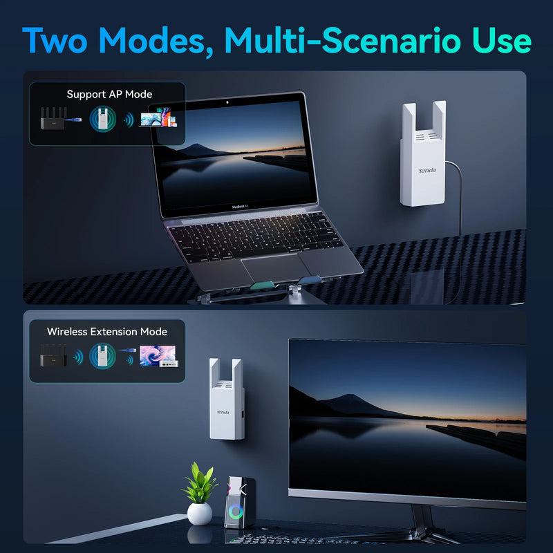 ឧបករណ៍ពង្រីកសញ្ញា WiFi Tenda 1000Mbps Dual Band 2.4G 5G Repeater Network Expander Range Extender WiFi Signal Booster Wireless Router