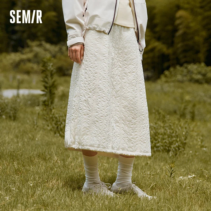 Semir Women Skirt Plaid Wool Look Side Slit Long Fit Easy Care 2026 Vintage Elegant Urban Casual Everyday A Line Bottom