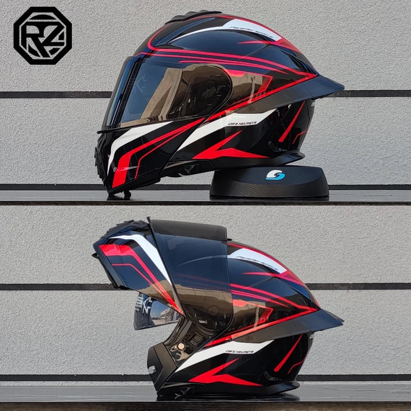 ORZ modular flip helmet dual lens full coverage helmet off-road casco para motos DOT approval