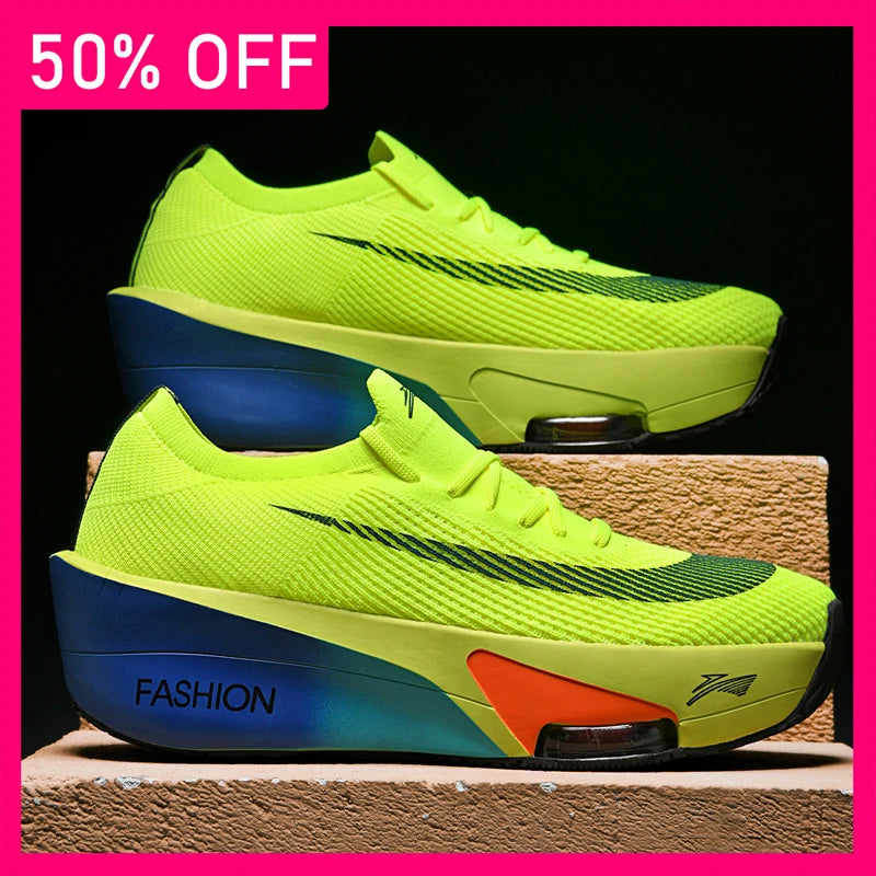 Unisex Sports Shoes Casual Light Mesh Breathe Fashion Lace Up Running Shoes 2026 New Flat Bottom Anti Slip Rebound Fitness Shoes