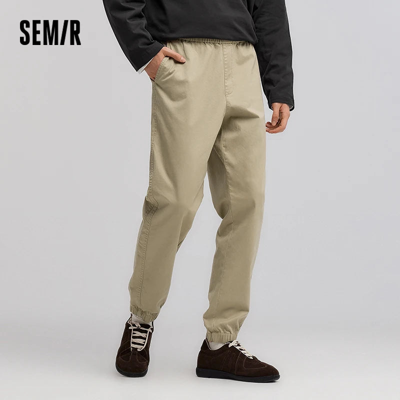Semir Skinny Pants Men Spring Solid Tapered Slim Fit Commute Basic Versatile Casual Youth Long Trousers