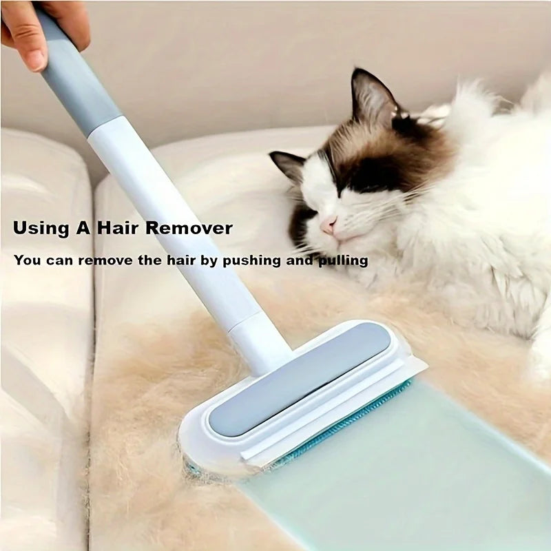 Multi-functional 2-in-1 Pet Hair Cleaning Brush-Washable and reusable, extended and durable handle, suitable for carpet/sofa/cat