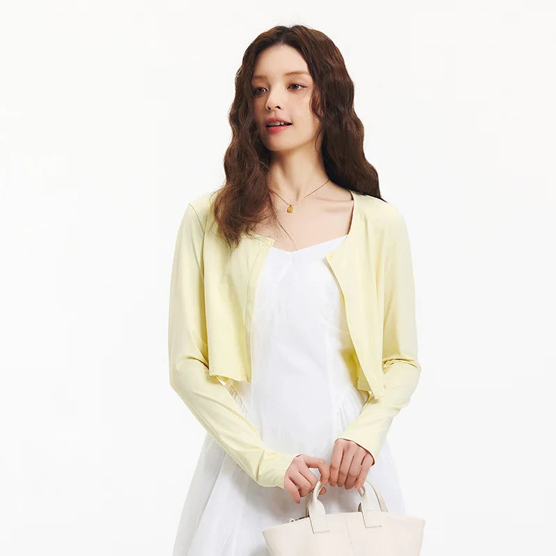Semir Jacket Women Sun Protection Cropped Round Neck Shoulder Fit 2025 New Summer Cool Feeling Moisture Wicking Cardigan Outdoor