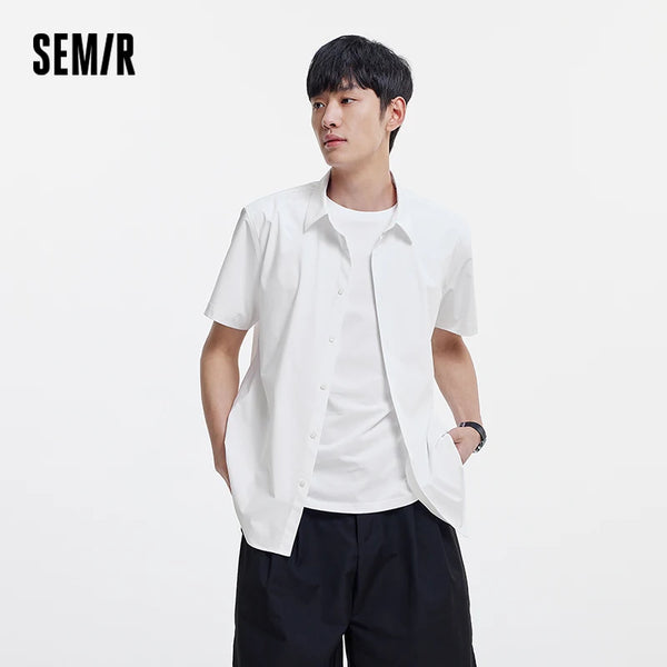 Semir Basic Short Sleeve Shirt Men Cooling Business Casual 2025 Summer New Solid Color Office Wear Suitable