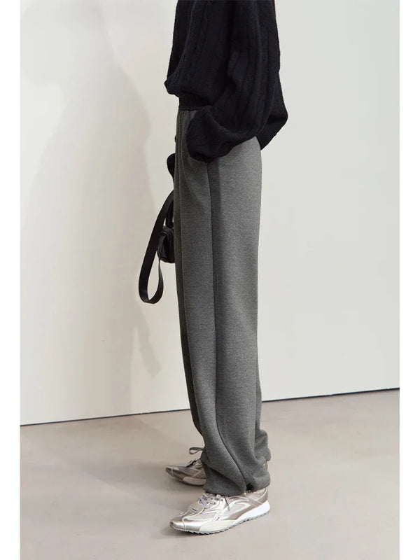 Amii 2026 Winter Women Clothes Rubber Band Waist Contrasting Color Splicing Velvet Casual Trousers Loose Two-wear Pants 12444239