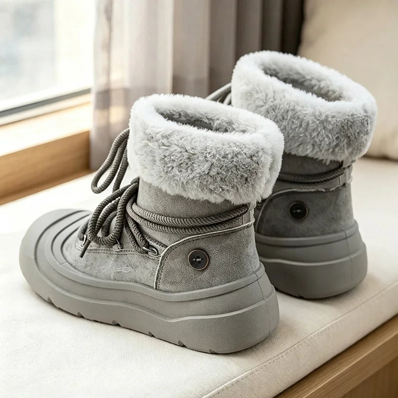 Men women's padded casual snow boots winter new warm plush high-top cotton boots couples outdoor anti-slip fashion walking boots