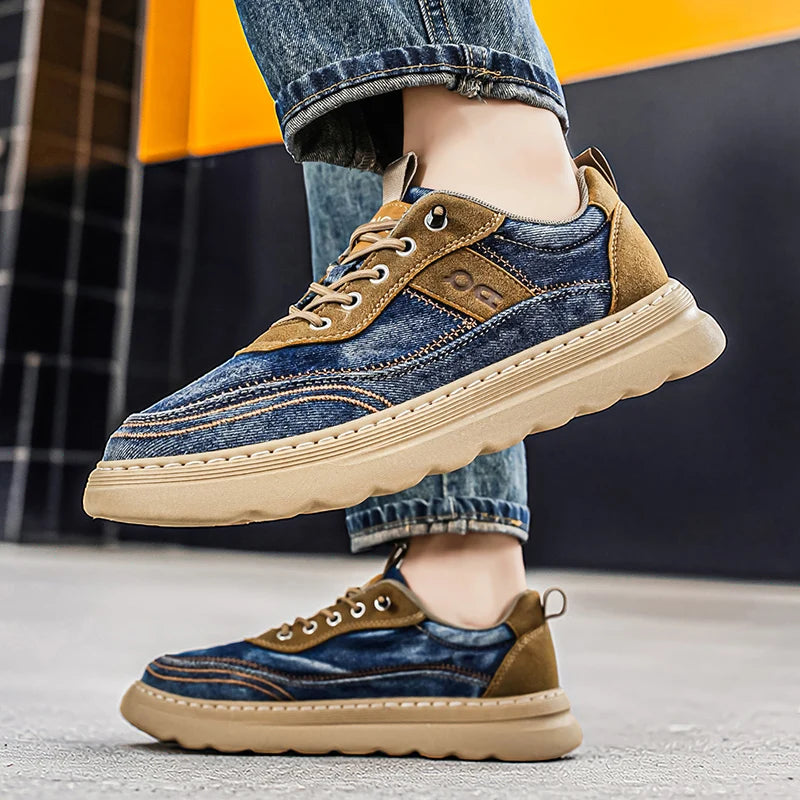 Men's Canvas Casual Tide Shoes Four Seasons Breathable lightweight Soft-Sole anti Slip Comfort Outdoor Walking Sports Board Shoe