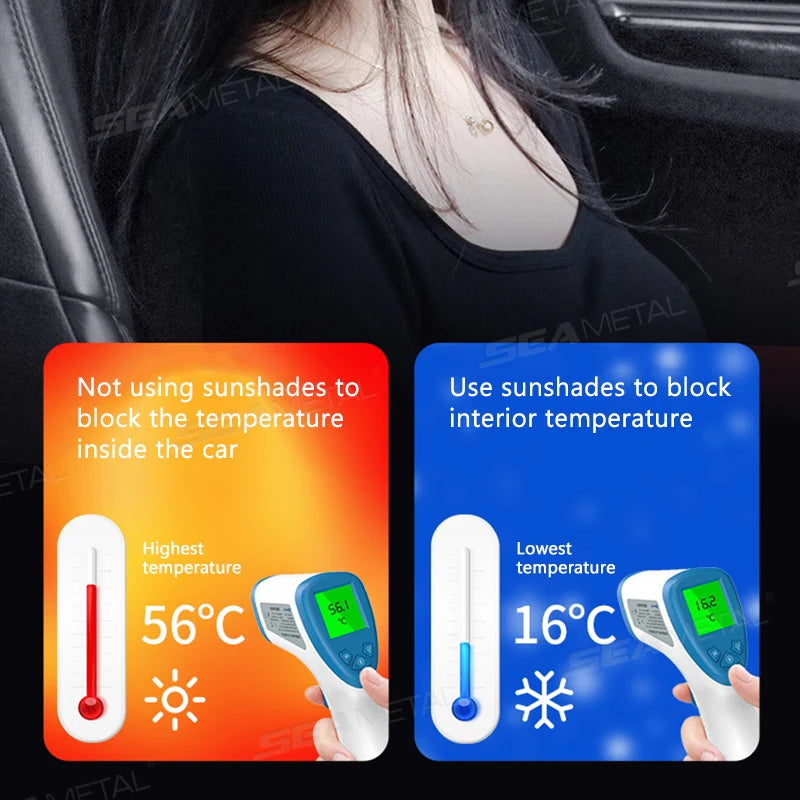 SEAMETAL Car Sun Shade UV Protector Reflective Fabric Car Window Sunshade Front Rear Back Window Sun Visor Summer Protection