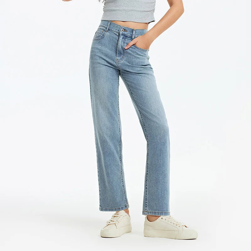 Semir Women Jeans Elastic 2026 Waist Retro Straight Urban Casual Everyday Style Soft Comfortable Daily Wear Trendy Versatile