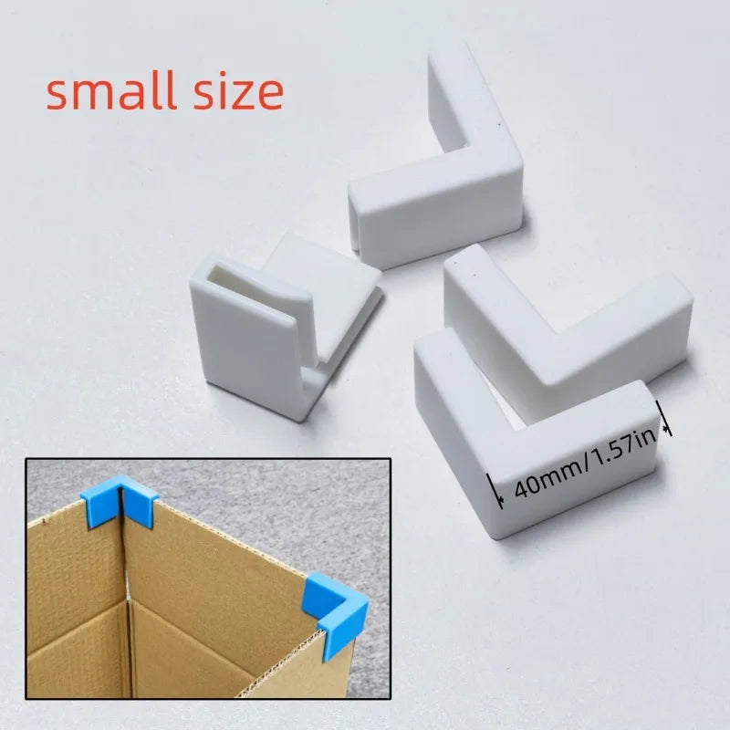 1set/4pcs 3D Printed Carton Corner Right Angle Clips, Corrugated Box Edge Reinforcement Fixing Clamps for Box Reuse Making.