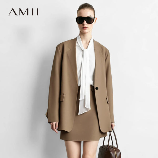 អាវធំ Amii សម្រាប់ស្ត្រី ក V អាវធំស្មាធំទូលាយ អាវខ្លីបែប Minimalist សម្រាប់អាជីវកម្ម អាវរលុងធម្មតាសម្រាប់រដូវស្លឹកឈើជ្រុះឆ្នាំ ២០២៦ អាវធំសម្រាប់ស្ត្រី 12653021