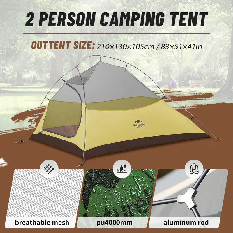 Naturehike Cloud Up 1 2 3 Person Camping Tent Ultralight Waterproof Trekking Tents Hiking Backpacking Shelter Tent Travel Tent