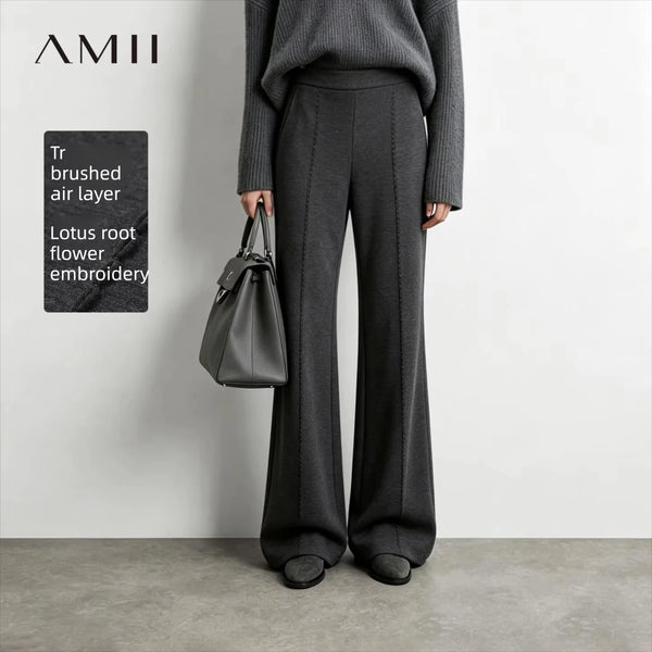 ខោ Amii Bootcut សម្រាប់ស្ត្រី ខោវែងស្លីម សាមញ្ញ លាតសន្ធឹង សម រដូវស្លឹកឈើជ្រុះ ឆ្នាំ២០២៦ សម្លៀកបំពាក់នារីប៉ាក់ 12613030