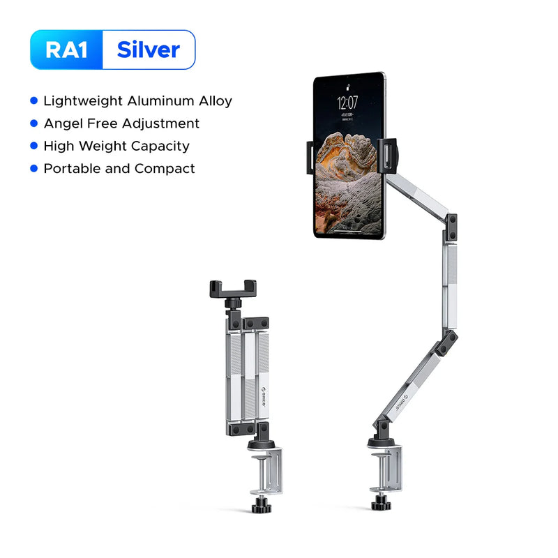 ORICO Clamp On Mechanical Arm Stand 360° Rotatable Foldable with SD TF USB-A 2.0 Interface for Tablet and Phone
