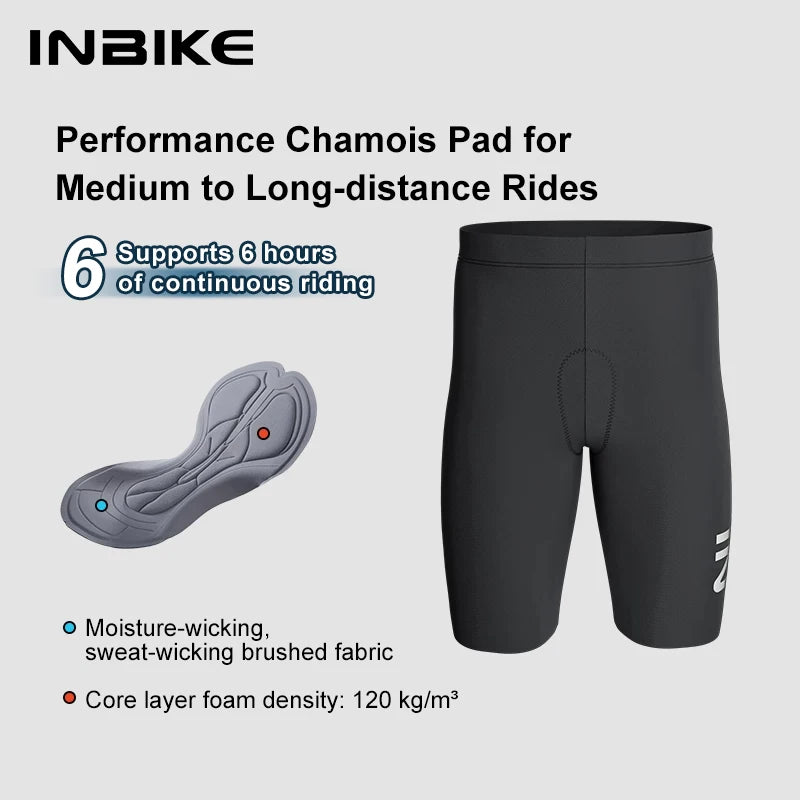 INBIKE Men's Basic Cycling Short Breathable Quick-Dry Lightweight Pad Bike Pants for Mountain Biking Road Cycling Shorts for Men