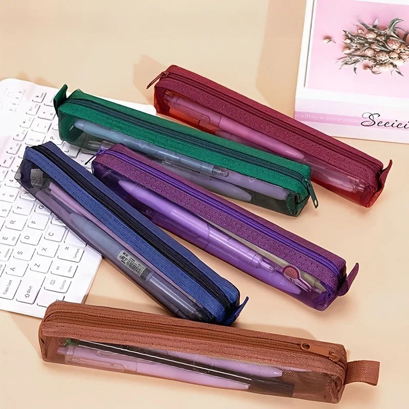 1pc Multi-Functional Mini Mesh Pencil Case Storage Bags,Suitable for Exams,Portable Pencil Cases,Back-To-School School Supplies