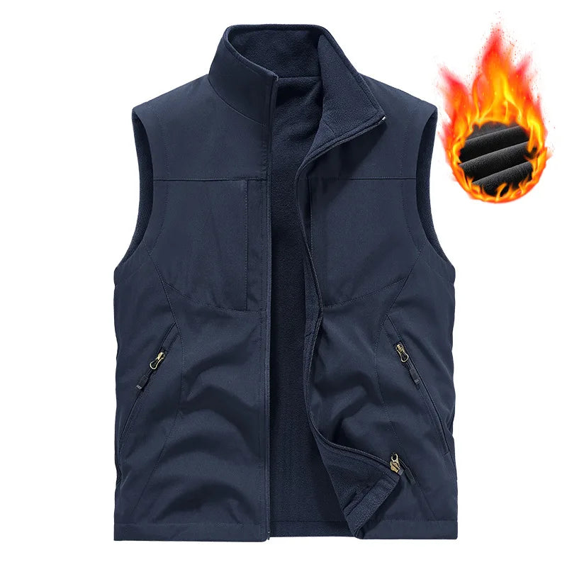 2025 Double-Sided Wear Polar Fleece Vest Outdoor Casual Style Large-Sized Loose Sleeveless Warm Men's Vest Autumn Winter