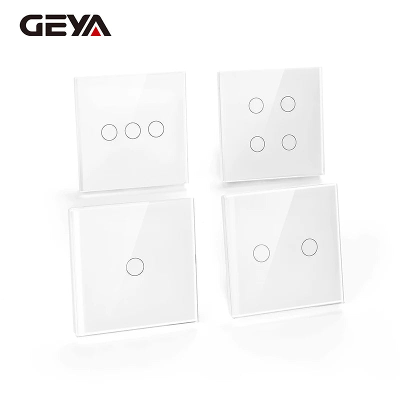 GEYA Wifi 1/2/3Gang កុងតាក់ប៉ះឆ្លាតវៃ Tuya កុងតាក់ជញ្ជាំងភ្លើងសម្រាប់ Alexa Google Voice Control ត្រូវការខ្សែអព្យាក្រឹត