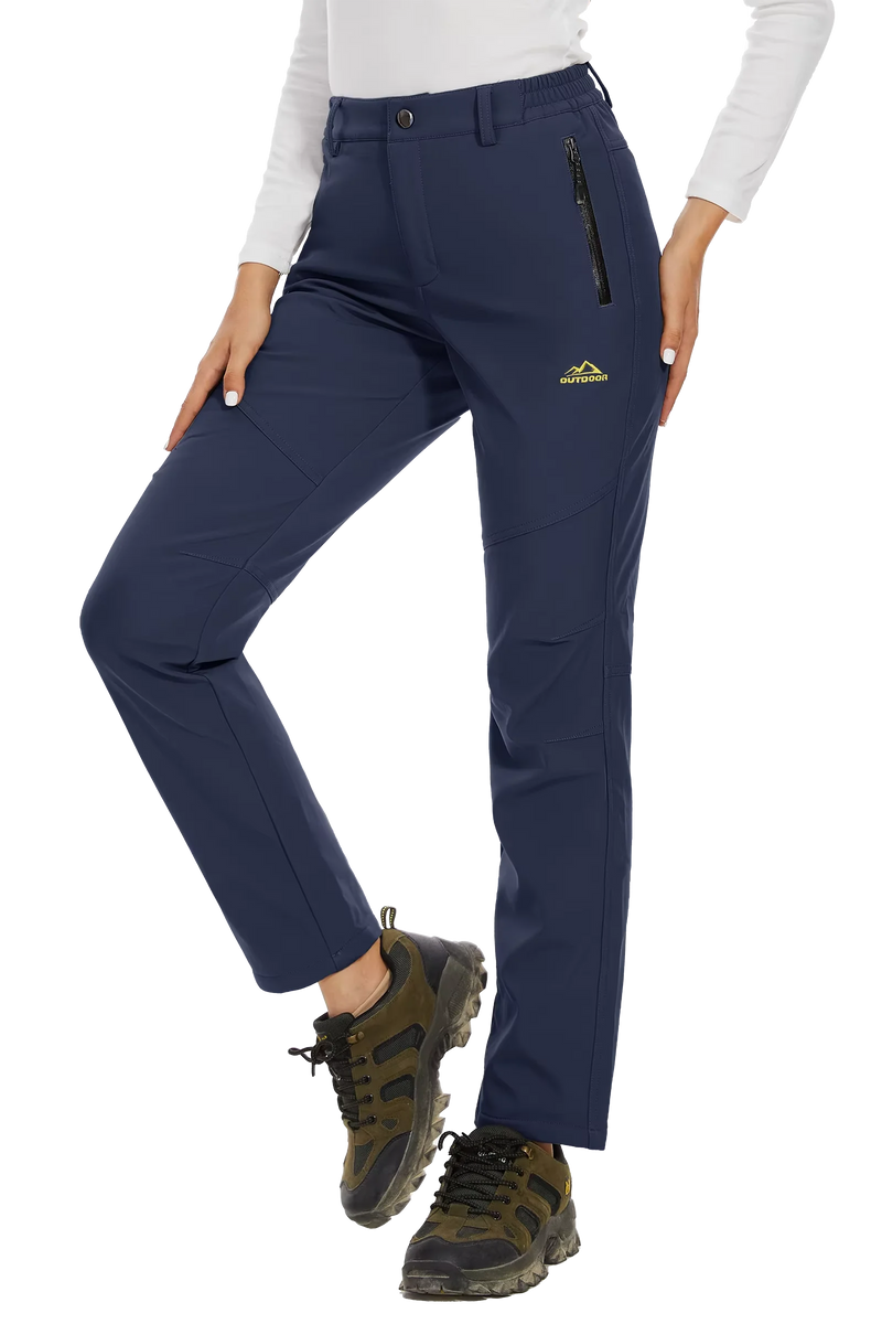 TACVASEN Women's Winter Ski Snow Softshell Fleece Lining Pants Hiking Trekking Mountain Trousers Cargo Warm Work Zipper Pockets