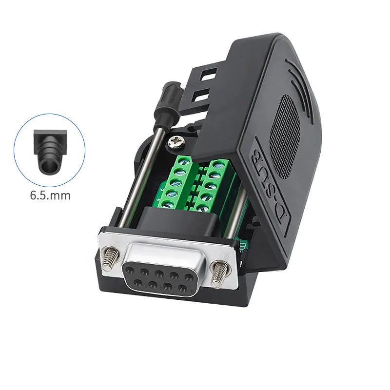 DB9 RS232 Connector D-SUB 9 Pin Male Female Plug RS485 Breakout Terminals 21-24 AWG Wire Solderless Connectors