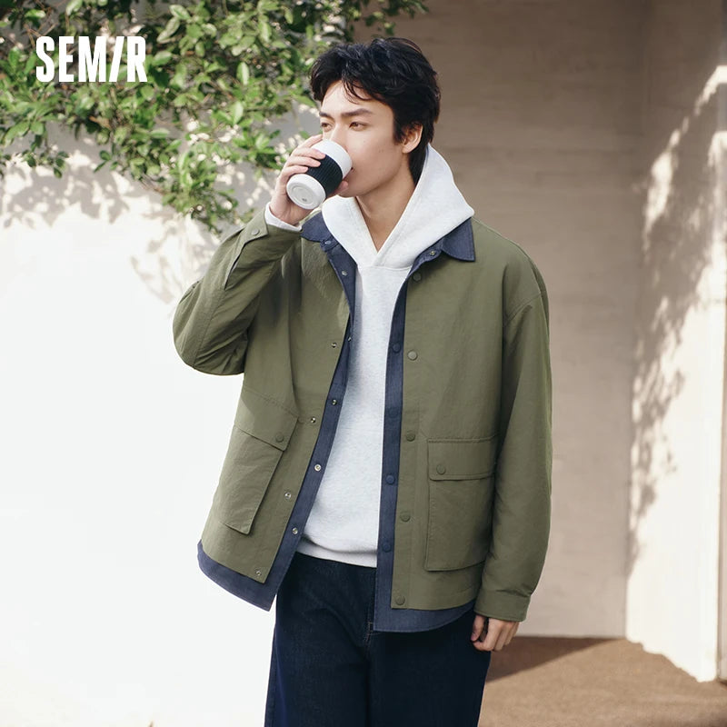 Semir Outdoor Jacket Men 2026 Spring Fake Two Piece Loose Casual Comfortable Top Stylish Mountain Style Outerwear