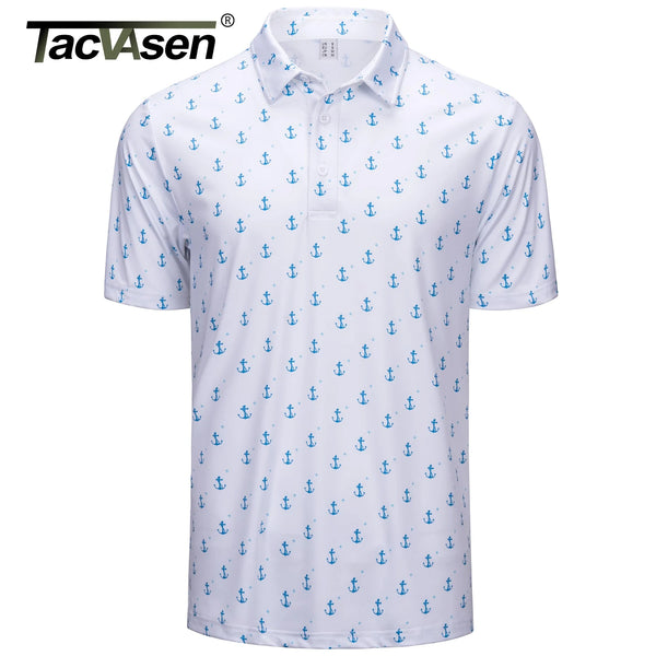 TACVASEN Mens Polo Golf Shirts Fashion Moisture Wicking Performance T-Shirts Print Breathable Short Sleeve Polo Shirt for Men