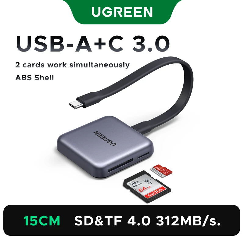UGREEN Magnetic Card Reader USB-C to SD/TF Slot SD4.0 312MB/s for Magsafe Phone Laptop Accessories SD Micro SD Card Adapter