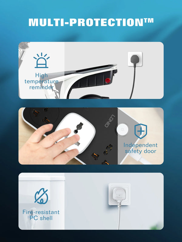 រន្ធដោតជញ្ជាំងឆ្លាតវៃ LDNIO WiFi ជាមួយប៊ូតុងប្តូរ បន្ទះថាមពលចល័ត ជាមួយដោត EU US UK 2500 W Google Home Tuya WiFi Timer Plug
