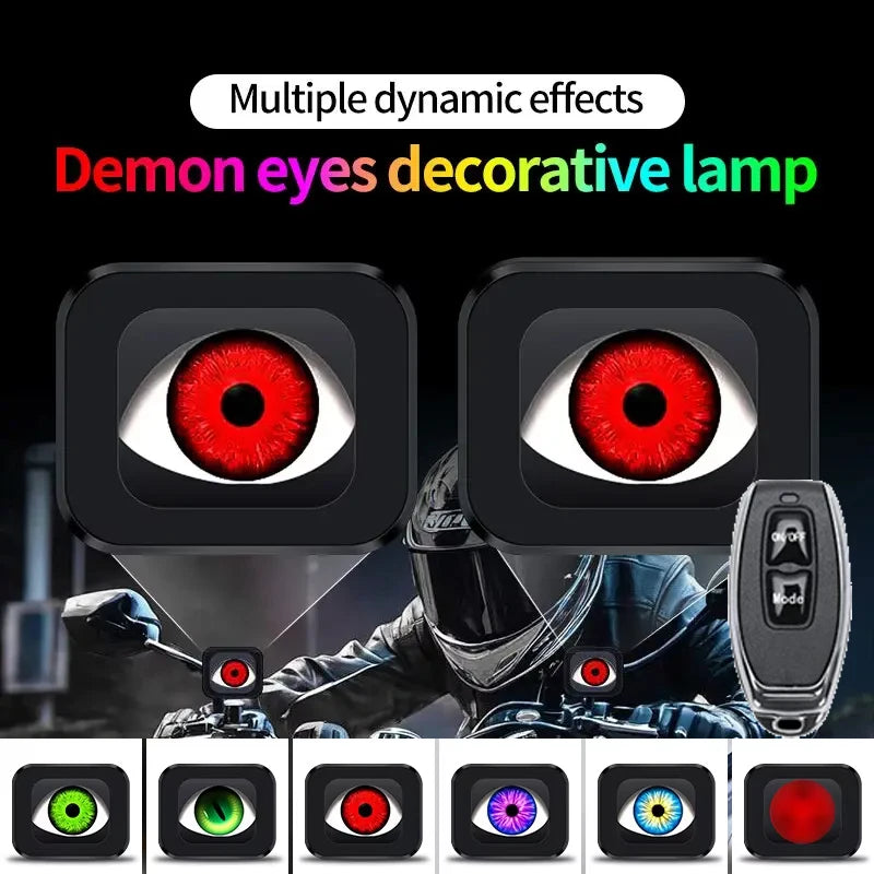 Dynamic Devil Eye Light 6 Modes 3D Motorcycle Mirror Demon Decorative Lights Waterproof Motorbike Retrofit Kits Accessories