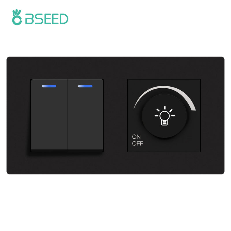 BSEED Normal Light Dimmer Switch Rotary Knob Dimmer Switch Adjustable Brightness Controller Plastic Frame Button Dimmer Switch