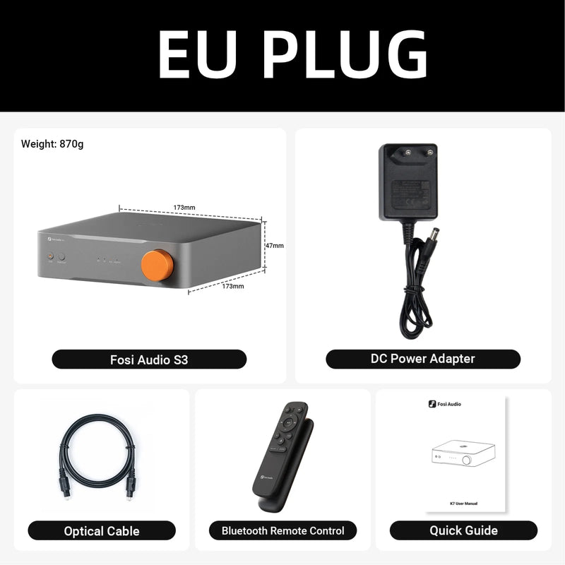 Fosi Audio S3 HiFi Music Streamer ប៊្លូធូស 5.3 AKM4493SEQ DAC Preamp ឧបករណ៍ចាក់តន្ត្រីបណ្តាញ ឆបគ្នាជាមួយ AirPlay2, Google Cast