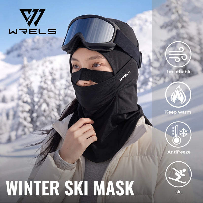 WRELS Balaclava Ski Mask Windproof Thermal Full Face Mask Fleece Anti-Cold Winter Motorcycle Cycling Men Women Outdoor Sport Cap