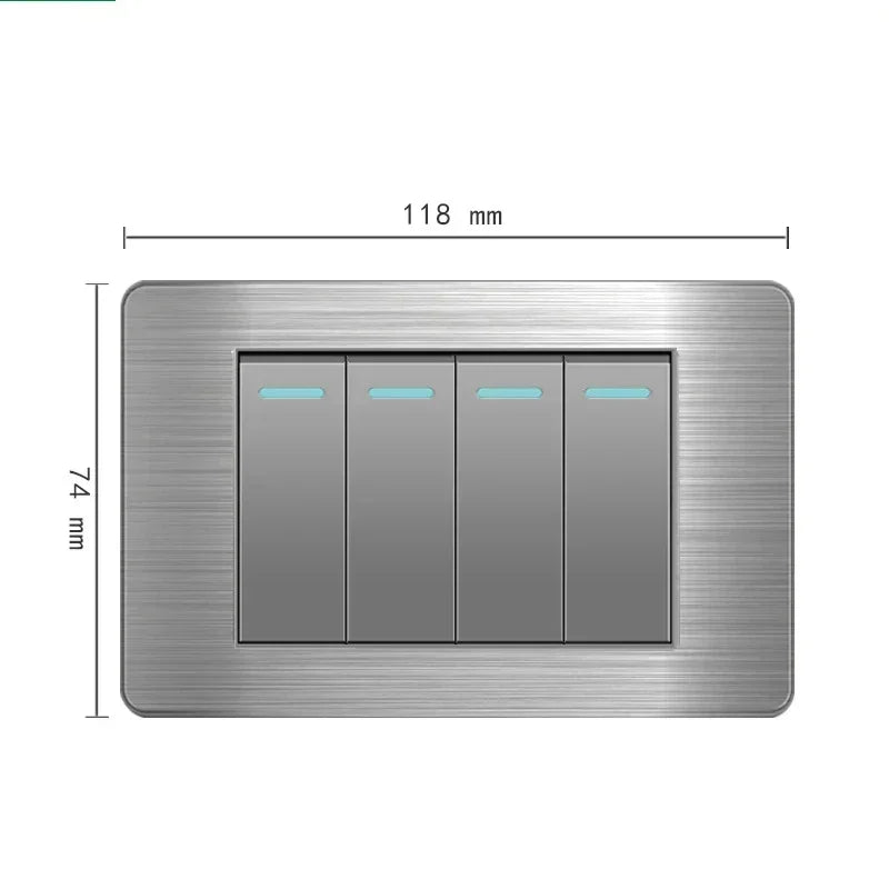 American Standard Wall Light Switch Power Socket Universal Plug with usb US Stainless Steel 2way Socket Panel 118*74m Computer