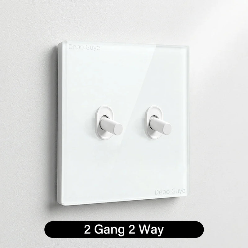 Wall Toggle Light Switch EU FR Standard White Glass Panel European Power Socket With Dual Type-c 20W Fast Charge Port Outlet